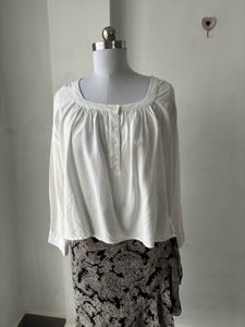 White Long Sleeve Peasant Top