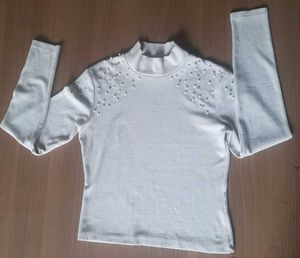 Pearl Embellished Knit Top
