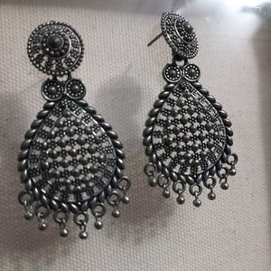 Oxidized Silver Drop Earrings