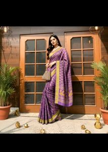 💜✨Elegant Purple Printed Saree🌟