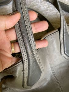 Gray Leather Tote Bag