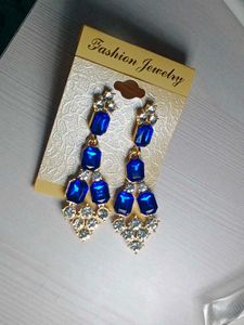 Elegant Blue and Clear Gemstone Earrings."