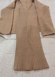 price drop! Tan Sweater Dress Set