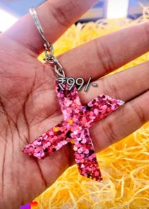 resin Glitter  X letter keychain