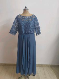 Blue Lace Overlay Dress
