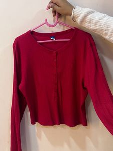 Red Long Sleeve Top