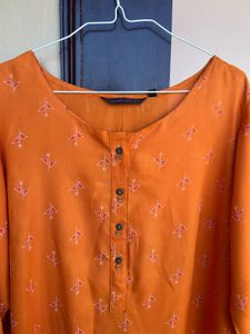 Orange Printed Kurti