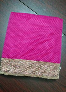 Offer 1400 Coins Dark Pink Netted Saree