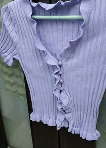 Lilac Cute Ruffle Knit Top
