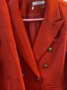 Red Blazer Pant Suit