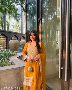 Orange Embroidered Kurta Set