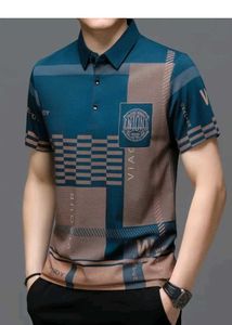 Colour Block Men Blue Tshirt