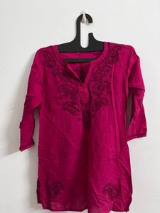 Pink Embroidered Kurta