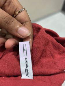 Red Short Sleeve V-Neck Top