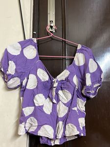 Purple Polka Dot Crop Top