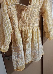 Chikankari Peplum Top With Full Sleeves