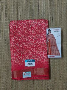 Red Triangle Cotton Saree