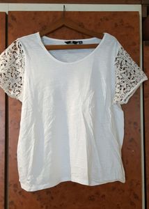 White Top With Pretty Cutout Sleeves