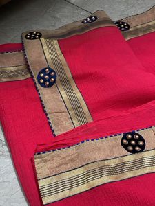 Pink Saree with Embellished Border