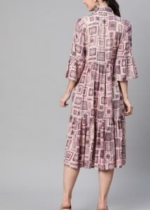 Printed Pink Midi Dress