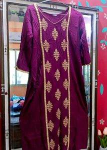 Purple Embroidery Kurti