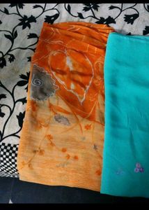 Orange Floral Dupatta