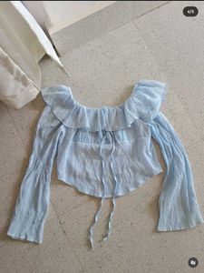 Cute Blue Ruffle Top