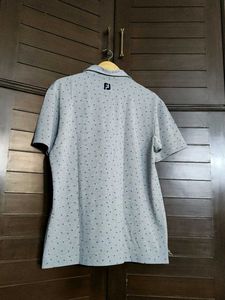 Foot Joy Men Grey Micro Flower Golf Polo Tshirt