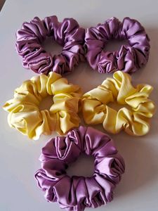 Satin Scrunchie Set - Lilac &amp; Yellow