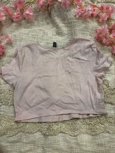 H&M Light Pink MERCH Crop Top - Size Medium