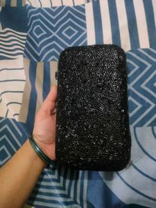 Black Beaded Clutch