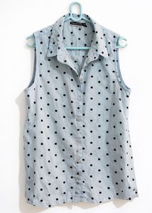 Sleeveless Polka Dot Blouse