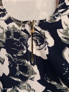 Nevy Blue Crop Top With Floral Print