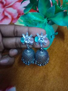 Silver Jhumka Earrings(oxidised)