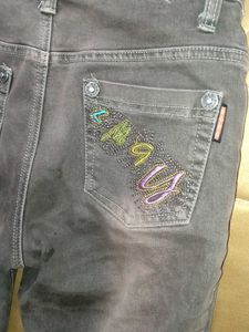 Distressed Black Wash Flare Jeans