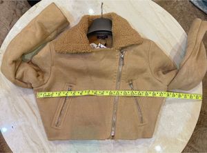 Ginger Tan Cropped Biker Jacket