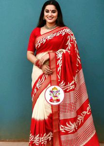 Elegant Red &amp; White Saree