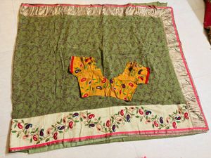 daily ware Green Saree with blouse