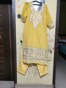 Yellow Embroidered Kurta Set