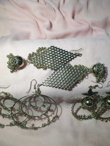 Silver Earrings Pack Of (3)