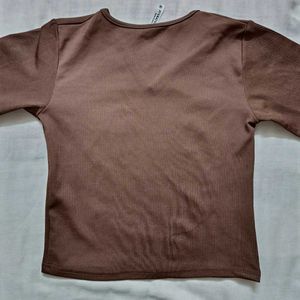 Women Full sleeve Brown Top