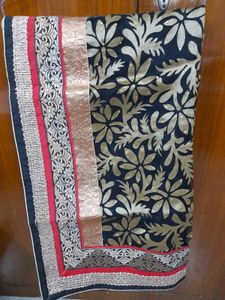 Beautiful Black Georgett &amp; Net Saree