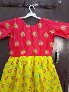 Beautiful Neon Yellow Ethnic Gown