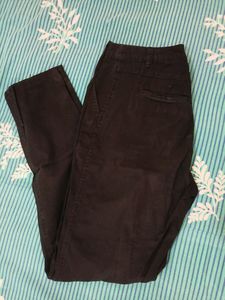 Black Cotton Straight Fit Pant (High Waist)