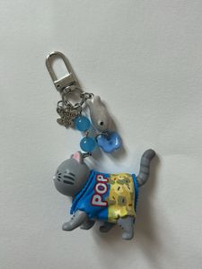 Popcorn Cat Keychain