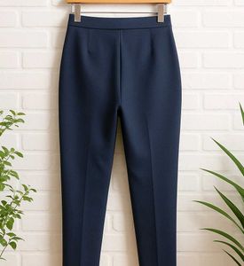 Navy Blue Cropped Trousers