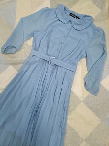 Sky Blue Fit And Flare Dress