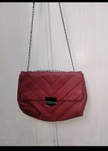 Burgundy Quilted Chain Bag