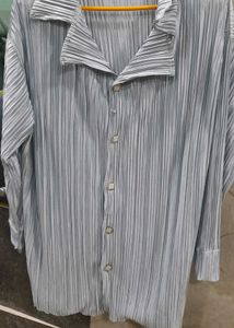 Pleated Button-Down Shirt