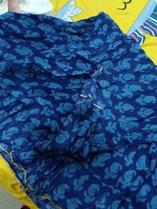 Blue Embroidered Cotton Kurti